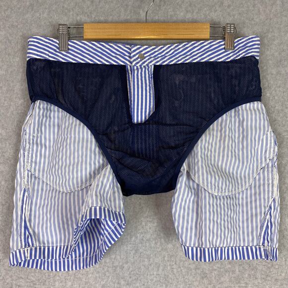 MC2 Saint Barth Shorts Mens L Striped Swim Short Lined - Picture 6 of 9